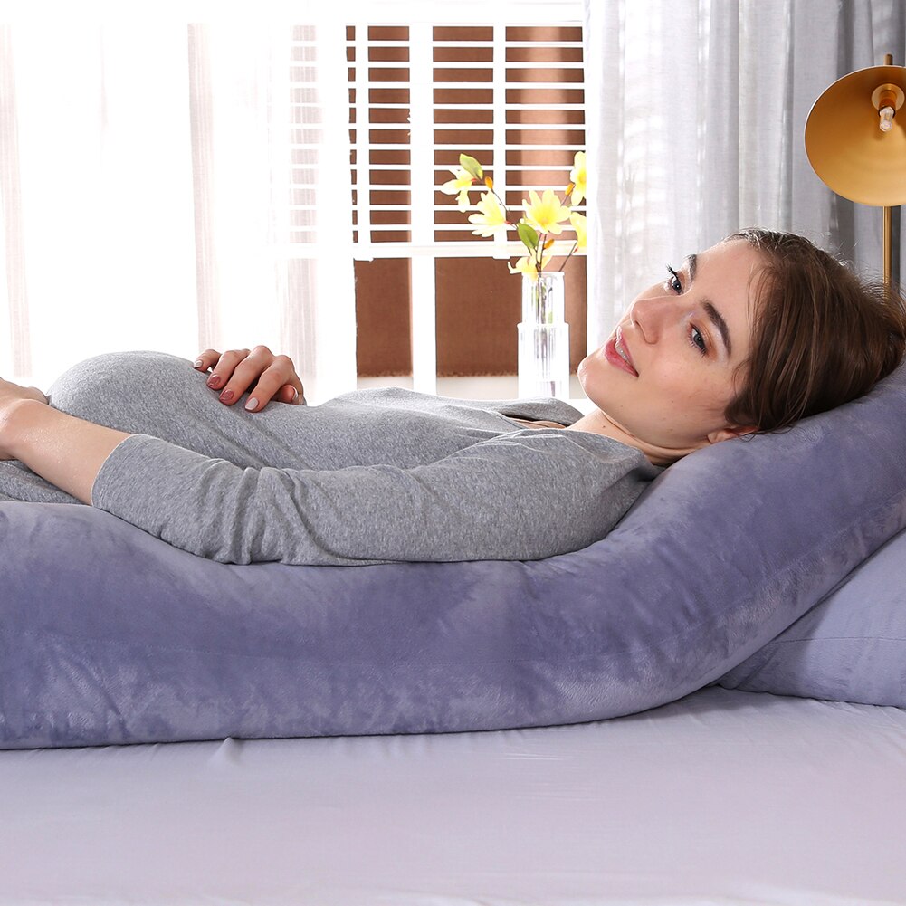 Almohada de apoyo para dormir de algodón para mujeres embarazadas, estampado de conejo en forma de U, almohadas de maternidad, para dormir durante el embarazo