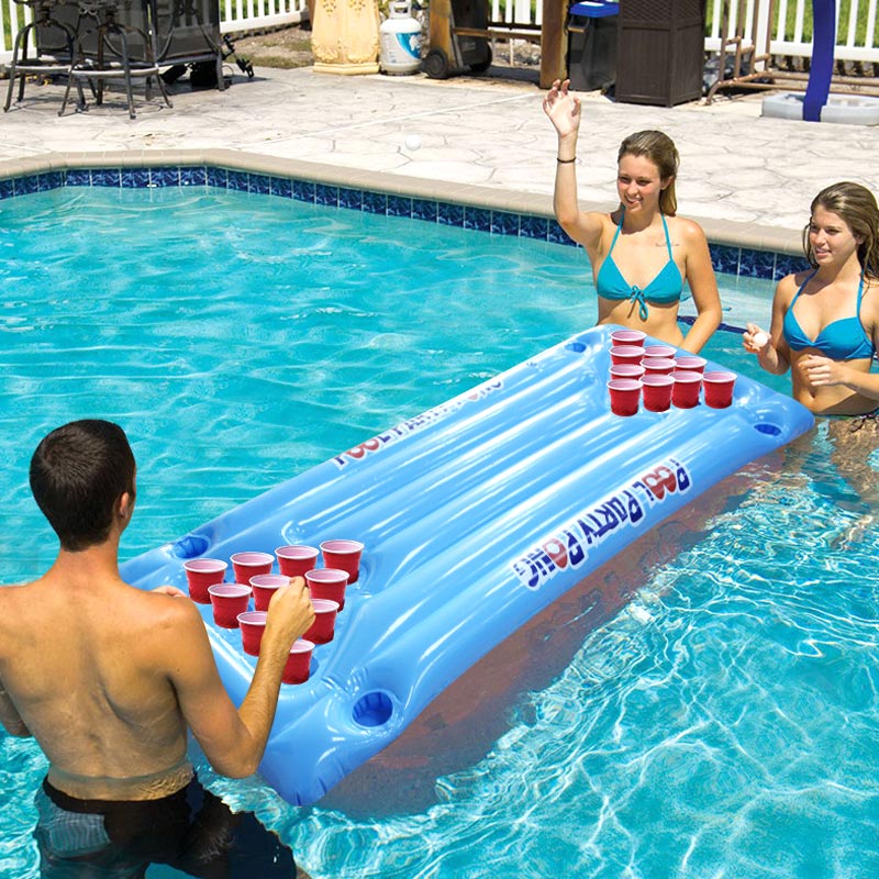 Pvc oppustelig ølpong bordmadras lounge pool float 24 kopholder sommer fila galleggiante gonfiabile fila flotante uyt