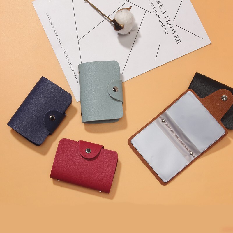 Pu Functie 24 Bits Credit Kaarthouder Effen Kleur Card Case Business Id Card Organizer Draagbare Mannen Vrouwen Portefeuilles Kaarthouder