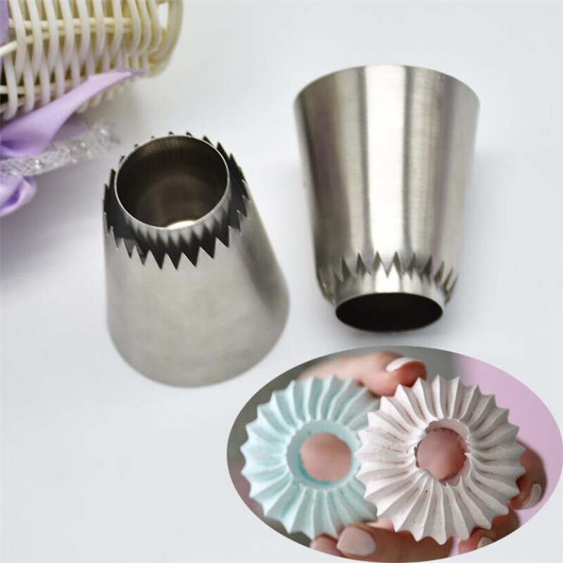 2Pcs Sultan tube Russian Pastry Tip Icing Piping Stainlessl Steel Nozzles Large Icing Piping Nozzles Cupcake Baking Tools