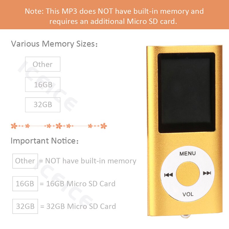 ICEICE 1.8 inch mp3 speler 16GB 32GB muziekspeler met fm radio video speler E-book speler MP3 met micro SD Card hifi MP 3 mp-3