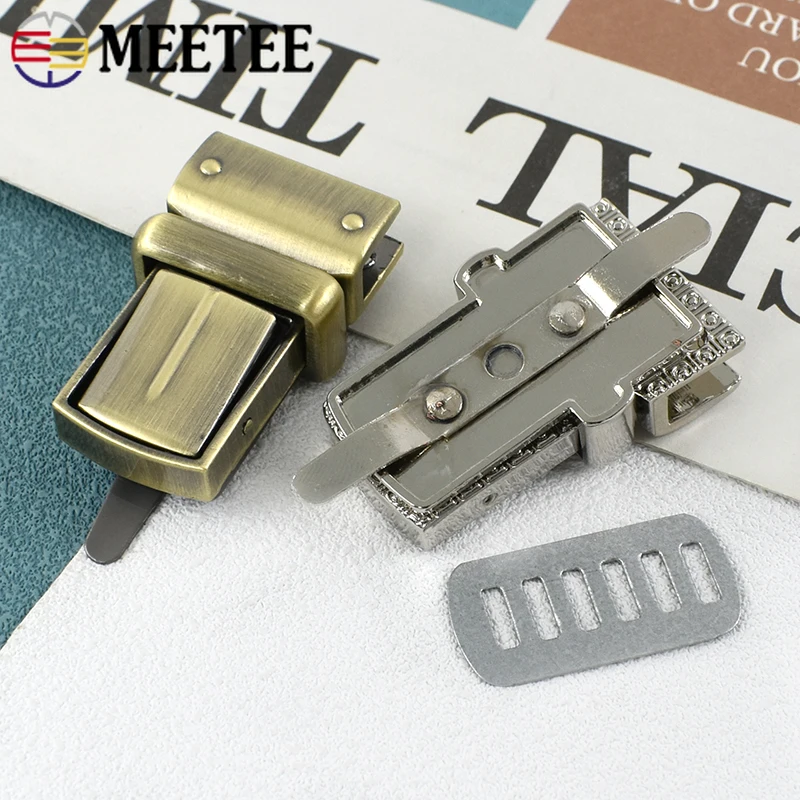 2 Stuks Meetee Tas Metalen Gesp 22*38 Mm Snap Sluiting Portemonnee Handtas Twist Turn Lock Kledingstuk sluiting Klink Diy Vervanging Accessoires