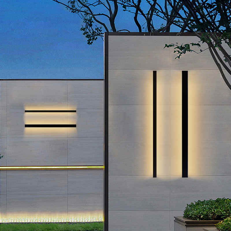 Lámparas de pared largas para exteriores, línea impermeable, luz minimalista, tira larga, decoración de jardín, fondo de Villa, luces de pared para jardín IP65