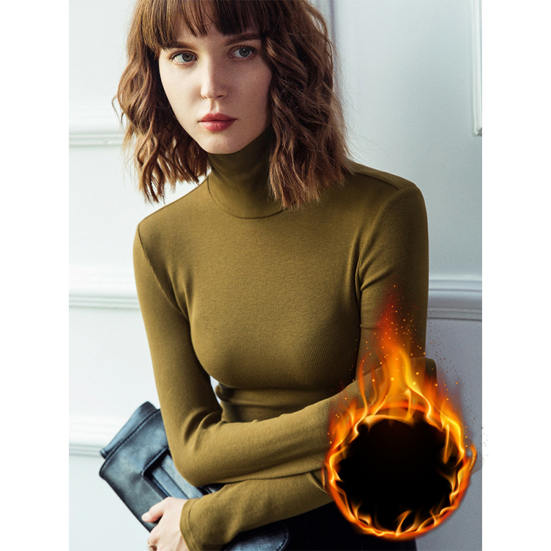 Turtleneck Bottoming Shirt for Women, Basic Style, Elastic Long-Sleeved Top, , Autumn and Winter