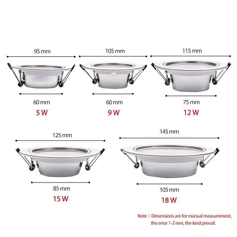 Led Downlight 220v 18W 15W 12W Ceiling Light 9W 5W Recessed Down light Round Led Panel Light Spotlight Indoor Lighting