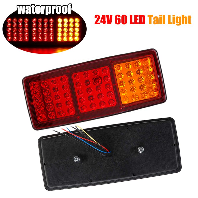 2 Stuks 24V 60 Led Auto Vrachtwagen Achterlicht Richtingaanwijzer Lamp Achterlicht Remlicht Voor Trailer Van boot Rv Caravan Bus Tractor