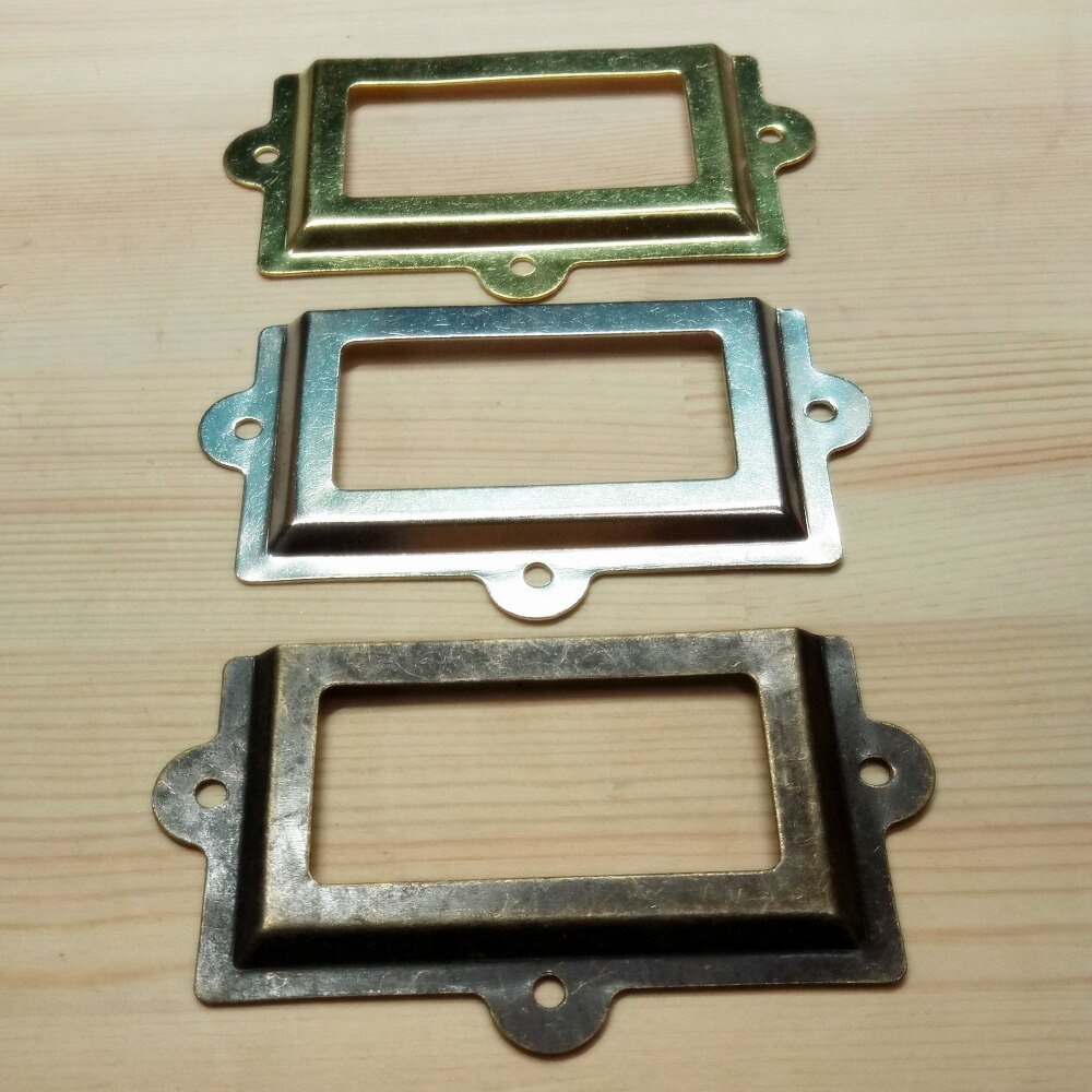 107*61mm Antiek Messing/Zilver/Gouden Vintage Metalen Label Pull Frame Handvat Bestand Naam Kaarthouder kast Lade Box Case Bin
