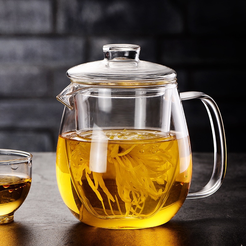 Chá de vidro infusor bule de chá resistente ao calor chinês kung fu conjunto de chá puer chaleira cafeteira vidro escritório bule 500ml
