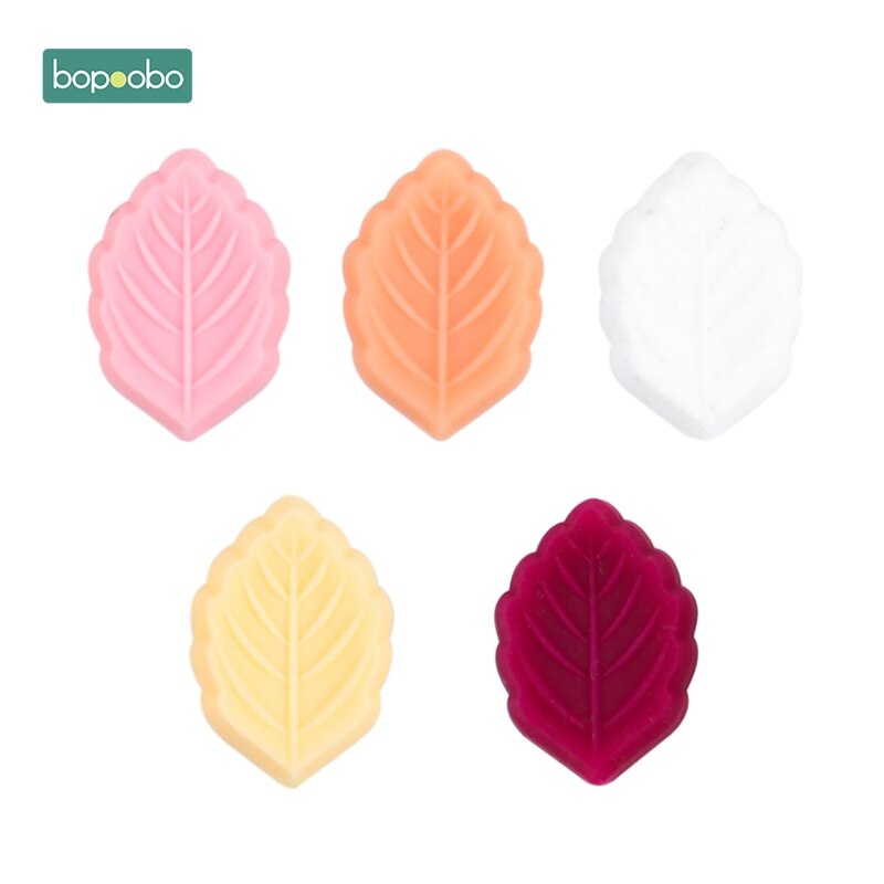 Bopoobo 5pc Silikon Perlen Blatt sehr klein Stange BPA FREI Silikon Beißringe Baby Spielzeug Silizium Perlen DIY Baby Zahnen Silikon nagetier: rot Serie