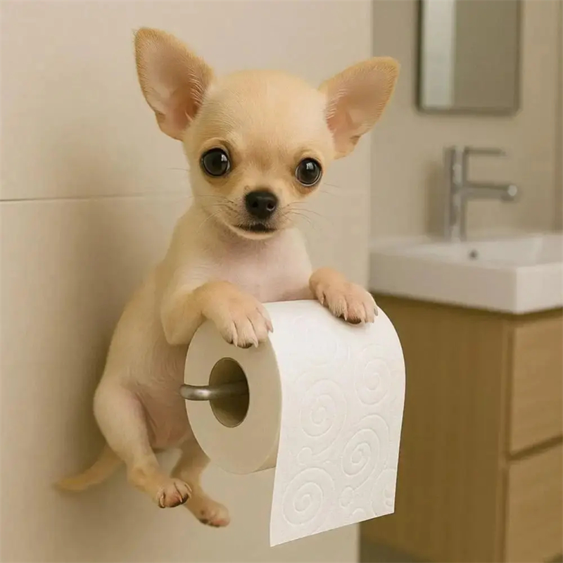 Soporte de papel higiénico para perro divertido, estatua de Animal de resina montada en la pared, organizador de rollos de pañuelos para el baño, decoración del hogar, 1 Uds.: Verde