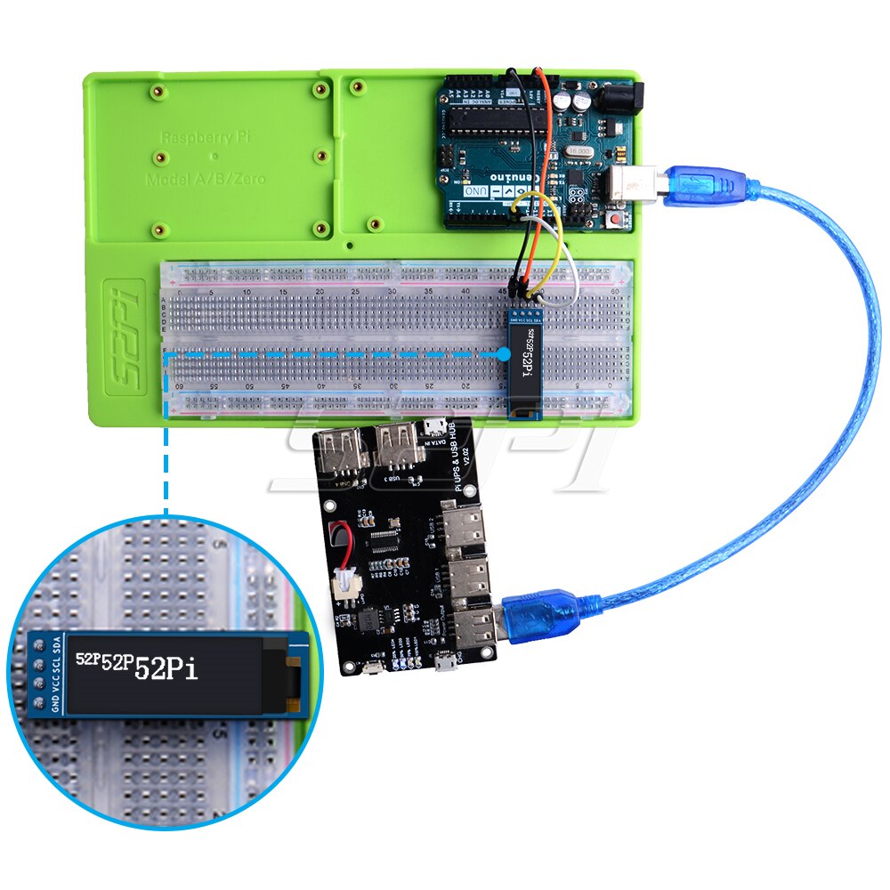 Module d'écran OLED 52Pi 0.91 pouces 128*32 SSD1306 pour Raspberry Pi 4 B / 3 B (+) / 2 B/zéro (W) / Beaglebone noir