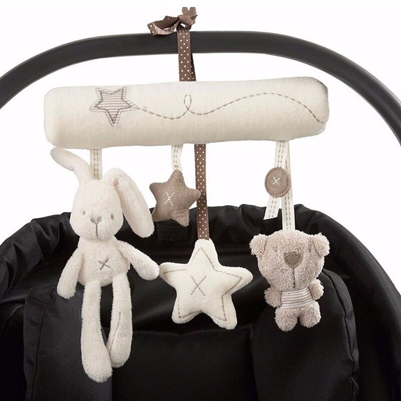 Królik dziecko wiszące łóżko robić fotelika pluszowy zabawkowy dzwonek ręczny wielofunkcyjny pluszowy zabawkowy wózek mobilny łóżko zabawka wisiorek z lustrem