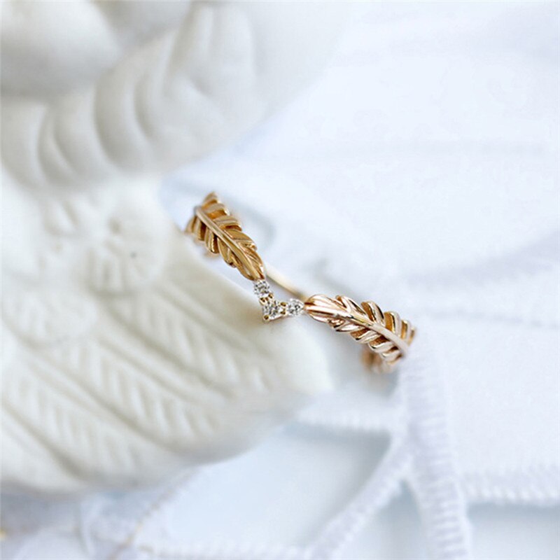 Wheat Rings Golden Finger Ring for Women Peace Symbol Party Rings Female Plant Jewelry bijoux femme