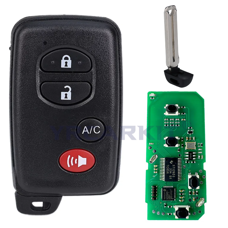 Llave remota inteligente para coche, para Toyota Land Cruiser Prado Camry Crown Aurion LC200 A433 F433, llave inteligente para coche, Chip 4D, 433Mhz: Plata / 1 botón