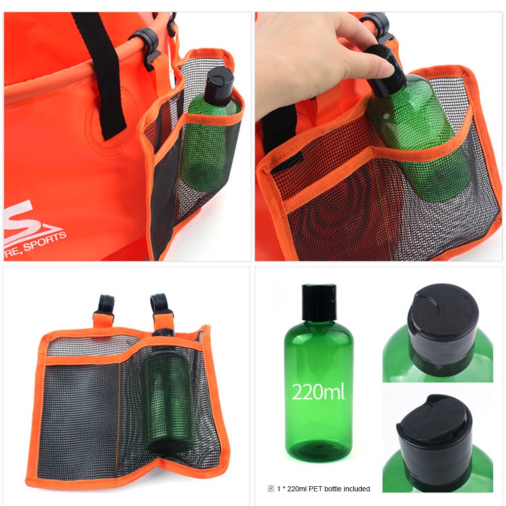 30L 4-in-1 Collapsible Bucket Compact Portable Folding Water Container Multi-function Outdoor Bucket with Washing Mesh Basket