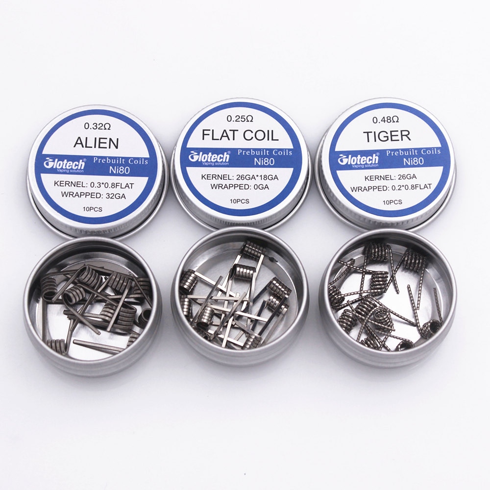 Glotech 316L Ni80 Alien Tiger Fused Clapton Premade Coil Twisted Multi Core Clapton Prebuilt Coil for RDA RBA DIY Atomizer