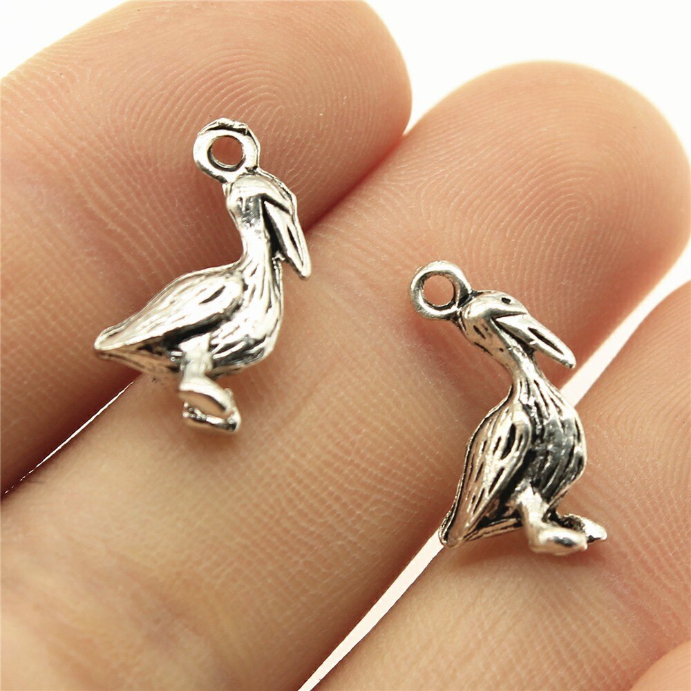 20 stücke Reize Vogel Antike Silber Farbe Nette Vogel Reize Schmuck Erkenntnisse DIY Kleine Vogel Reize: B11731-18x9mm