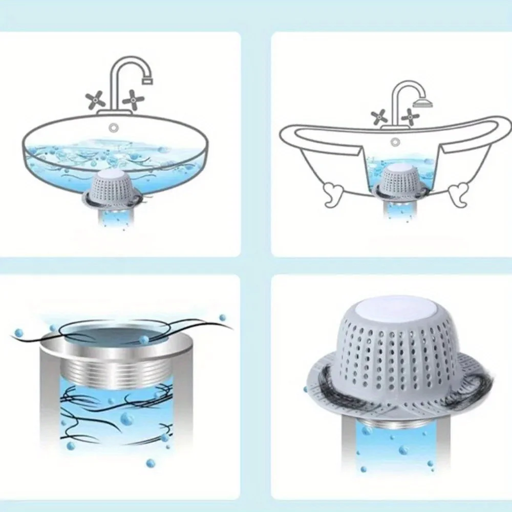 1PC Bathtub Drain Hair Catcher Collapsible Drain Protector for Pop-Up and Regular Drains of Shower Bathtub Tub Bathroom Sink