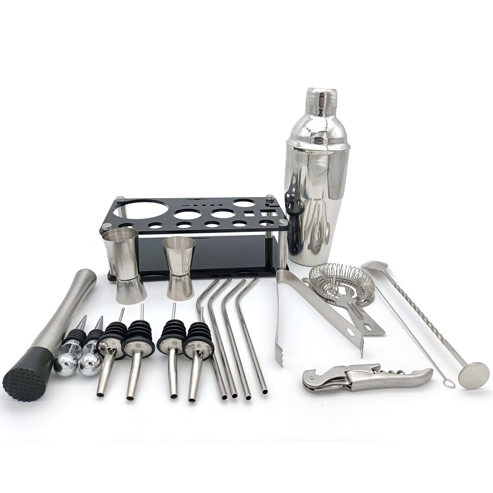 20pcs Fine Cocktail Making Set Cocktail Set Boston Shaker Mixer Stainless Drink Making Stainless Steel Kit for Home Bar