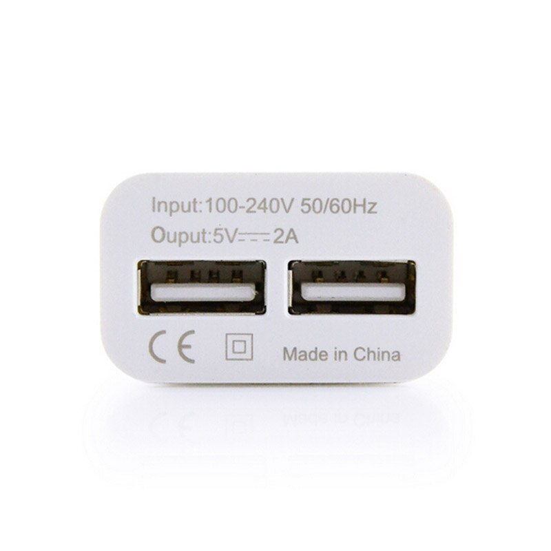 EU Plug 5V 2A Dual Ports USB Charging Plug Connector Commercial Travel Home Wall Charger Adapter Double USB Power Socket Dock
