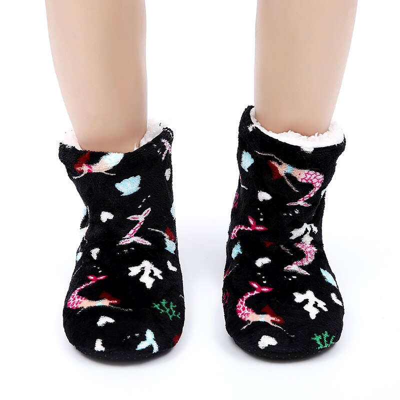 Glglgege Fish Women Shoes Winter Fish Slippers Lady Slip On Plush Keep Warm Indoor Slippers Multi-color optional