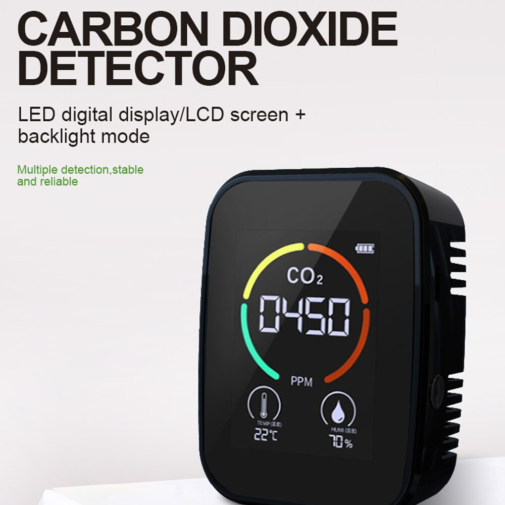 Medidor de CO2 multifuncional 5 en 1 / 3 en 1, medidor Digital de temperatura y humedad, Monitor de del aire, Detector de dióxido de carbono TVOC HCHO