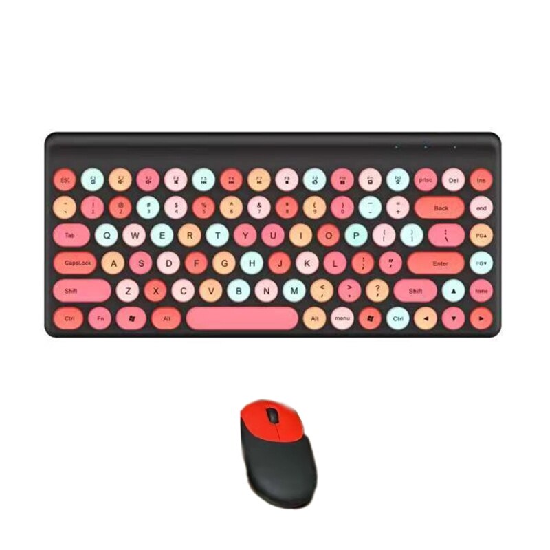 Juego de teclado inalámbrico Mini de 86 teclas, teclas redondas Retro, ergonómico, Compatible con PC, ordenador portátil, F92A: Black