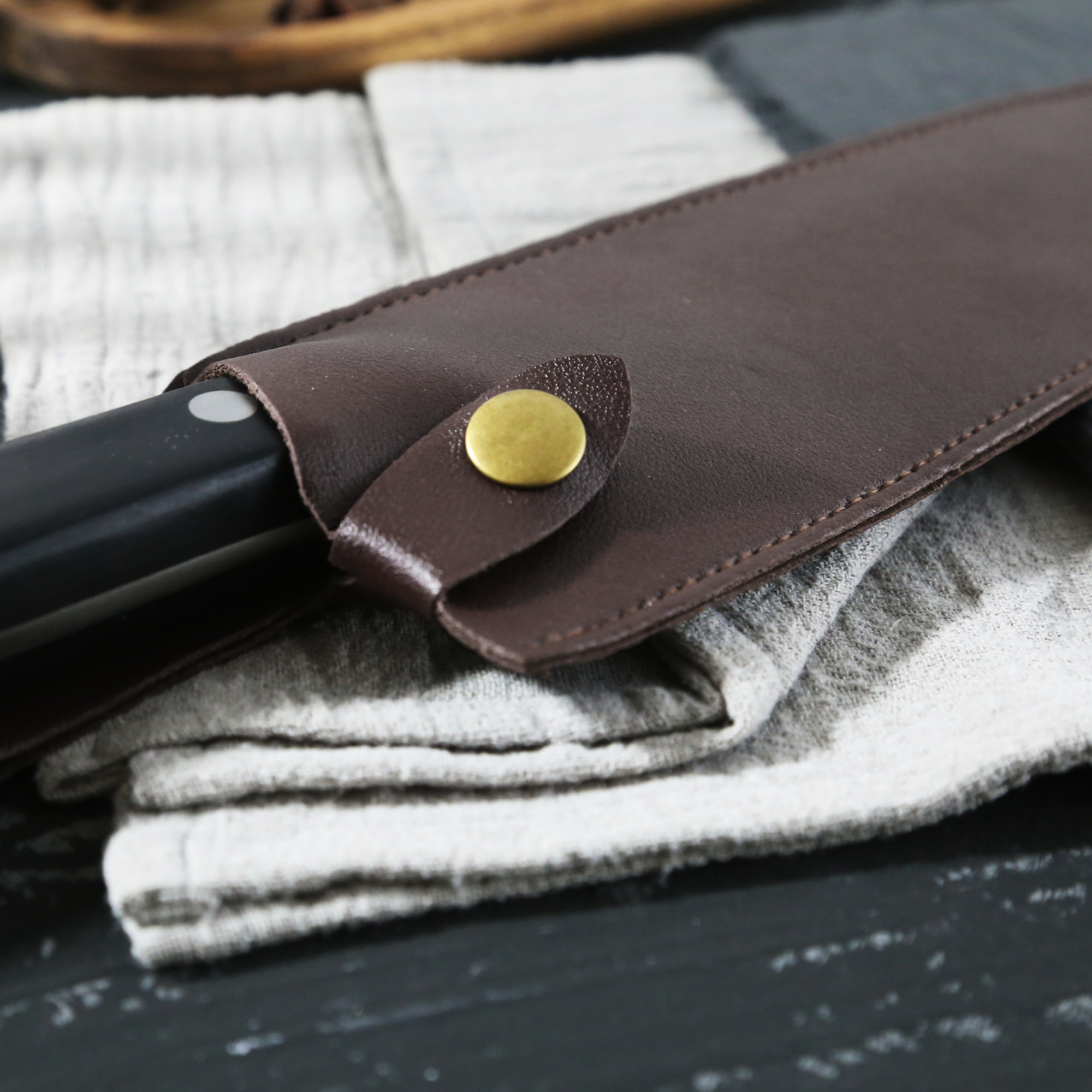 XYJ 8 Inch Chef Knife Sheath Soft PU Leather Belt Loop Buckle Type 5 Piece Blade Cover Set