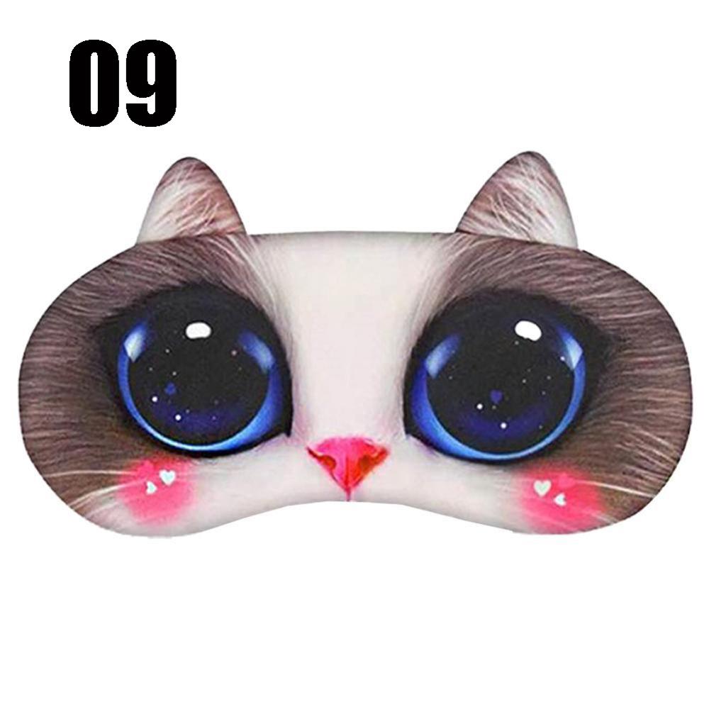 Cute Cat Sleep Mask Eye Mask Eyeshade Cover Shade Natural Sleeping Eye Patch Women Men Soft Portable Blindfold Travel Eyepatch: 09