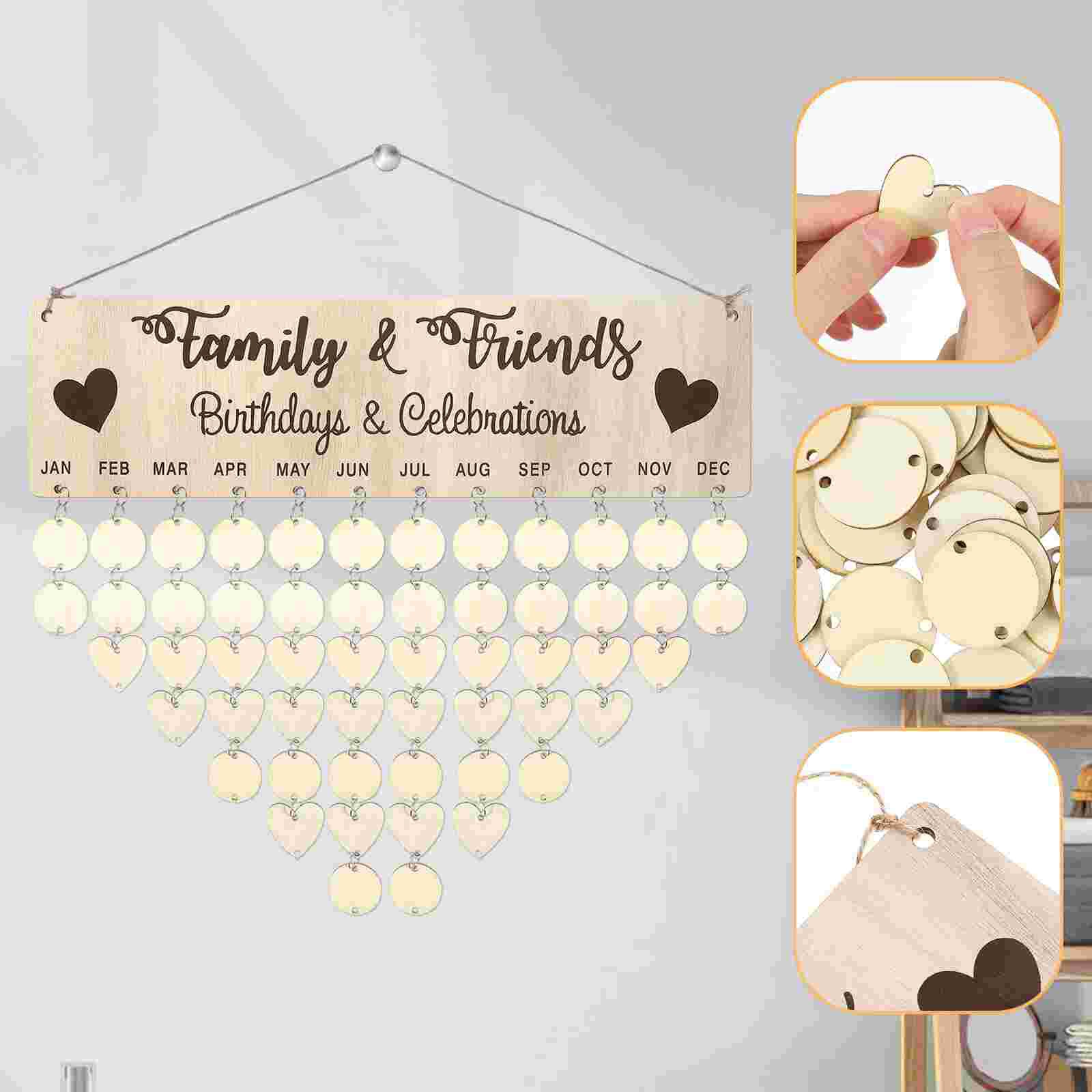 1 Set Birthday Anniversary Reminder Board Home DIY Calendar Wall Reminder Plaque Hanging Date Calendar