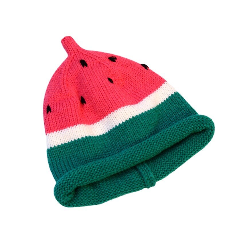 de punto lindo gorras con motivo de sandía para niños hecho a mano Curling niños invierno cálido sombrero suave cómodo gorro de chicas chicos Cap