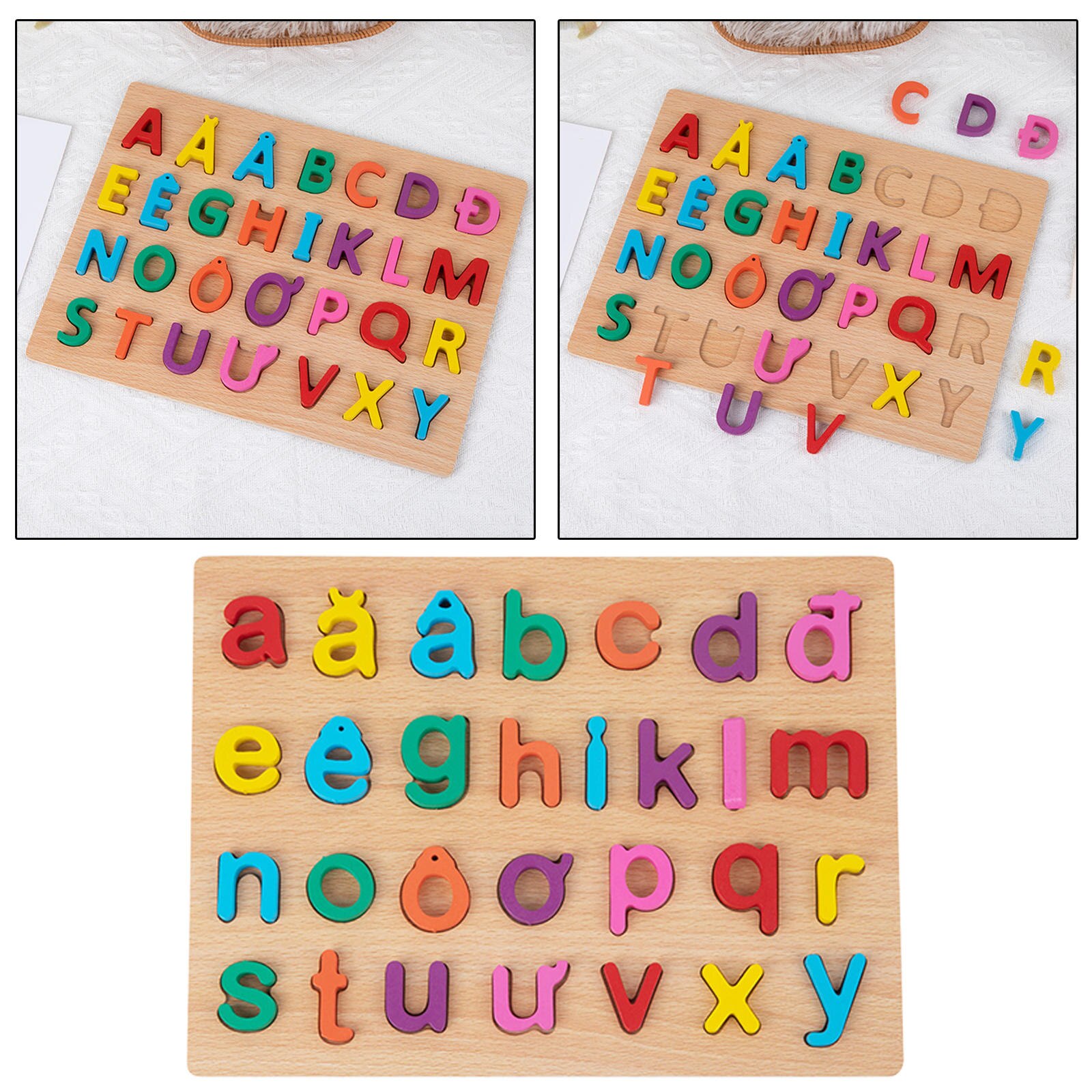 puzzle drewniane wietnamski alfabet poznawcze puzzle 3D zabawki edukacyjne zabawka ruchowa dla domu impreza przedszkole wiek 4-6 chłopców dziewcząt zabawki: Uppercase 