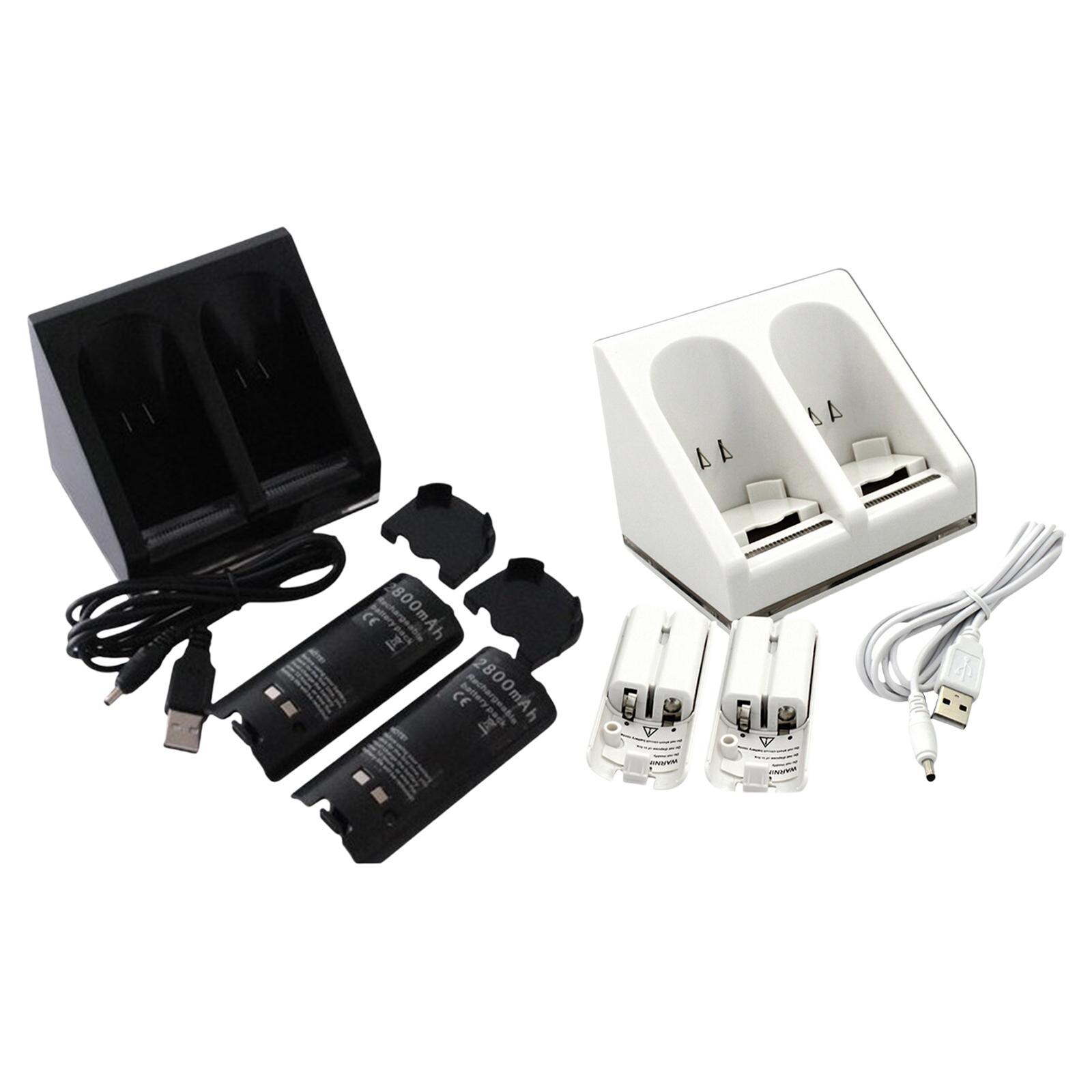 2 in 1 2 Port Charging Dock 2800mAh Batteries Rechargeable Charge Station for Wii Remote Controller Gamepad Game Accessories