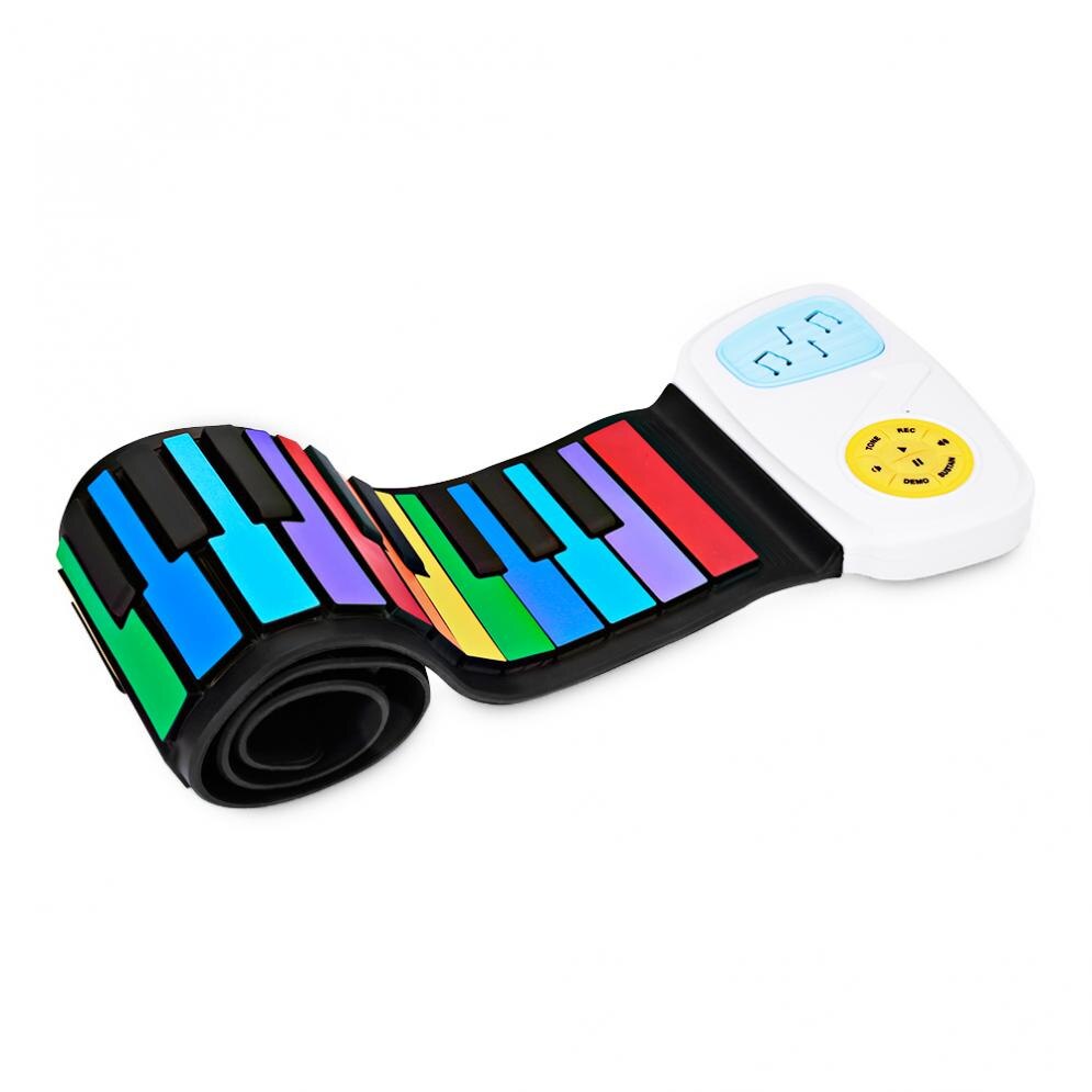 Piano enrollable de silicona Flexible, teclado electrónico con 49 teclas, órgano incorporado, altavoz, iluminación, musical