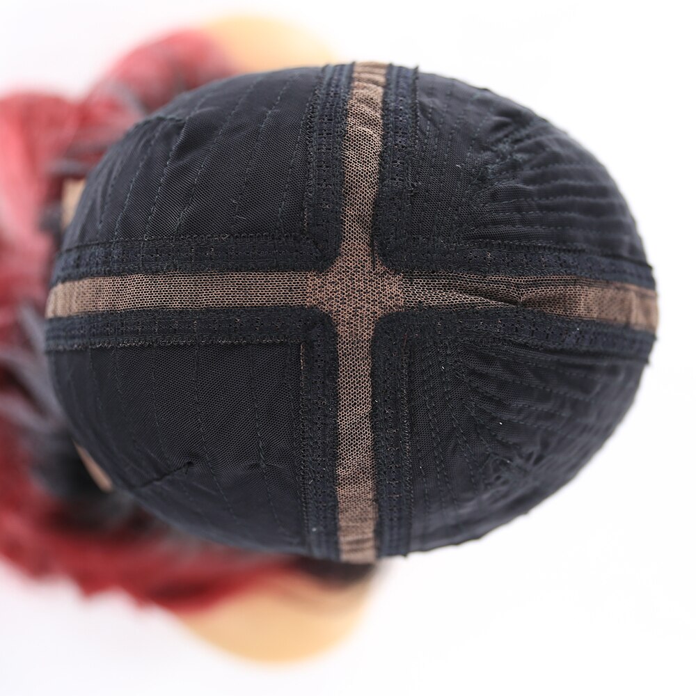 Ombre Red Synthetic Lace Front Wigs SOKU Long Straight Wig Middle Part Glueless Heat Resistant Fiber Wig For Women Cosplay #613