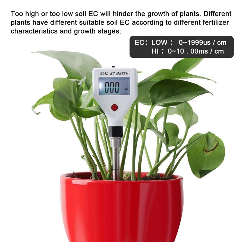 Bodem Ec Meter Hoge Precisie Metalen Sonde Atc Geleidbaarheid Tester Detector Voor Bloemen Landbouwgrond Tuin