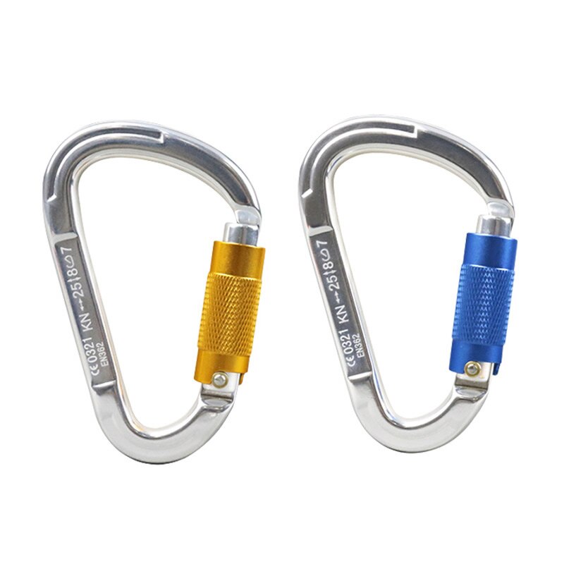 Mosquetón de aluminio con bloqueo automático, hebilla en forma de D para escalada en roca, Yoga, hamaca, Camping, senderismo, deportes al aire libre, 25KN
