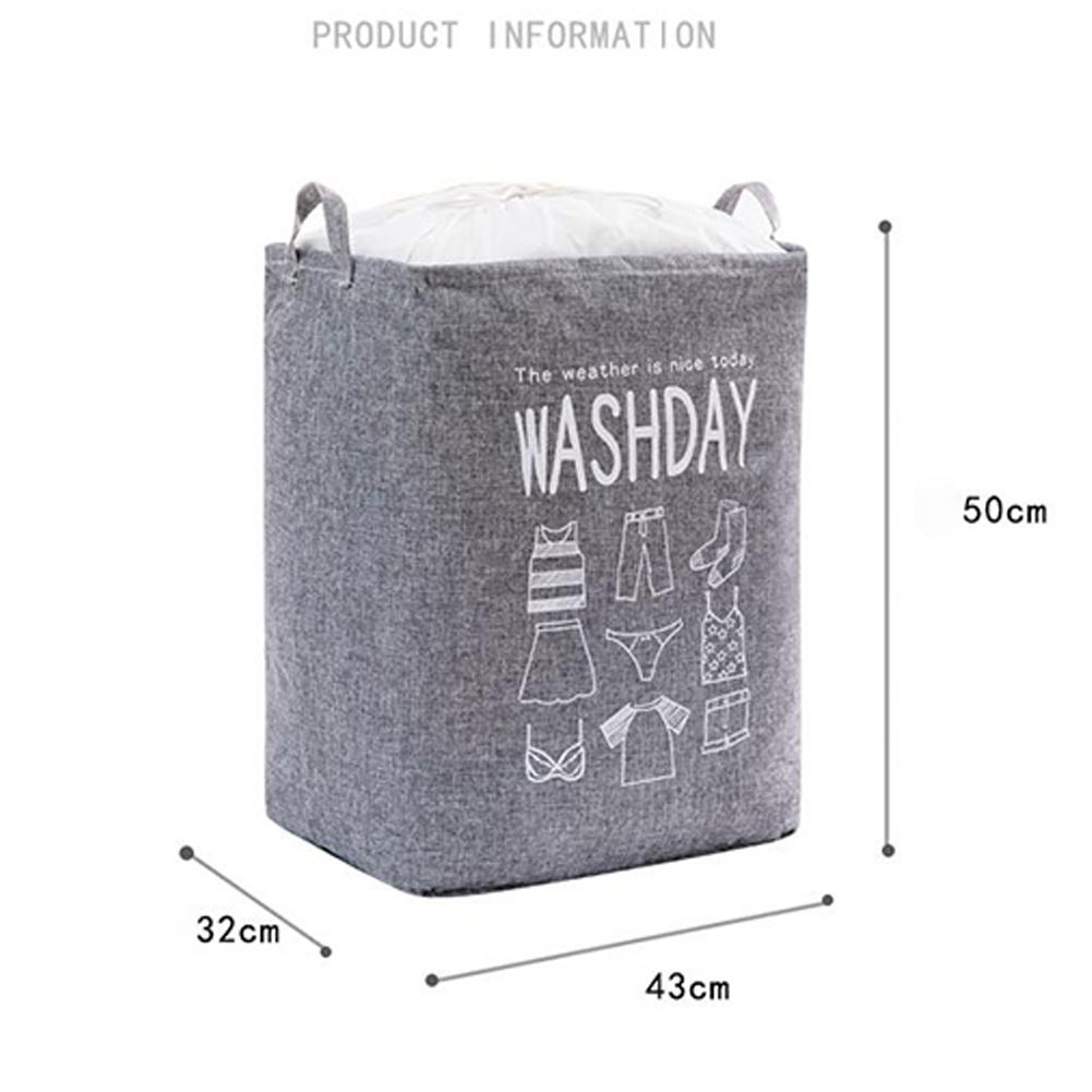 Vaskespand stor kapacitet snavstøj arrangør vasketøjskurv opbevaringstaske brevprint hjemmebrug: Grå