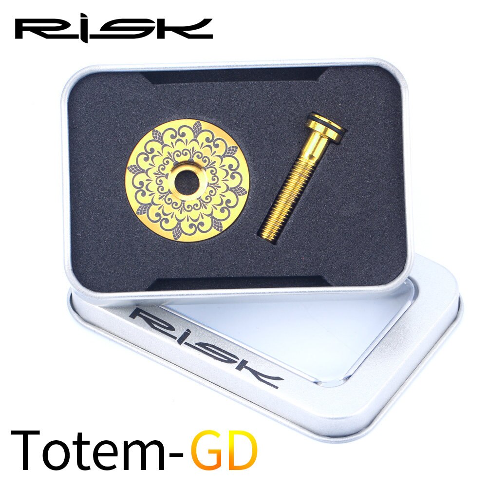 RISK Bicycle Stem Top Cap Headset Cover Titanium Alloy Bolt Road MTB Bike 28.6mm 1 1/8" Front Fork Head Tube Superlight Ti Screw: Totem GD