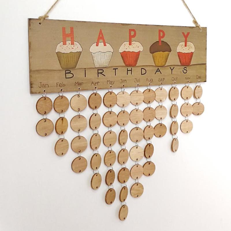 Holz Glücklich Geburtstag Erinnerung Zeichen DIY Kalender Bord Freunde Datum markieren