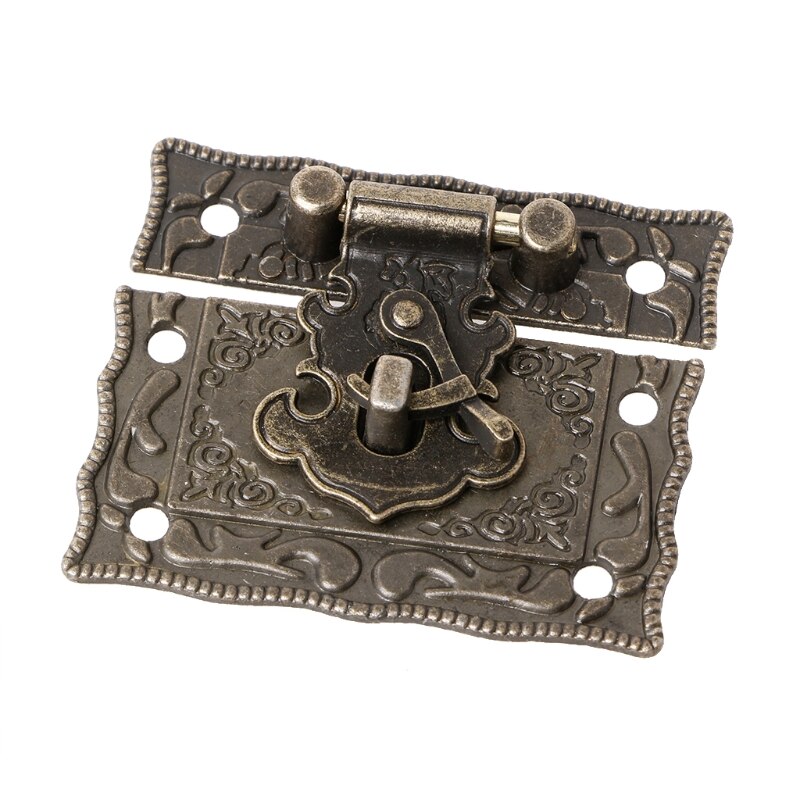 55mm x 47mm Style Vintage loquet boîte en bois moraillon tampon coffre serrure Bronze ton Antique