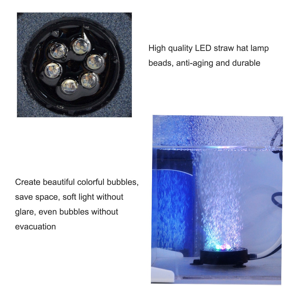 LED Air Bubble Light Underwater Submersible Fish Tank Light Color Changing Aquarium Air Bubble Lamp Aeration tools