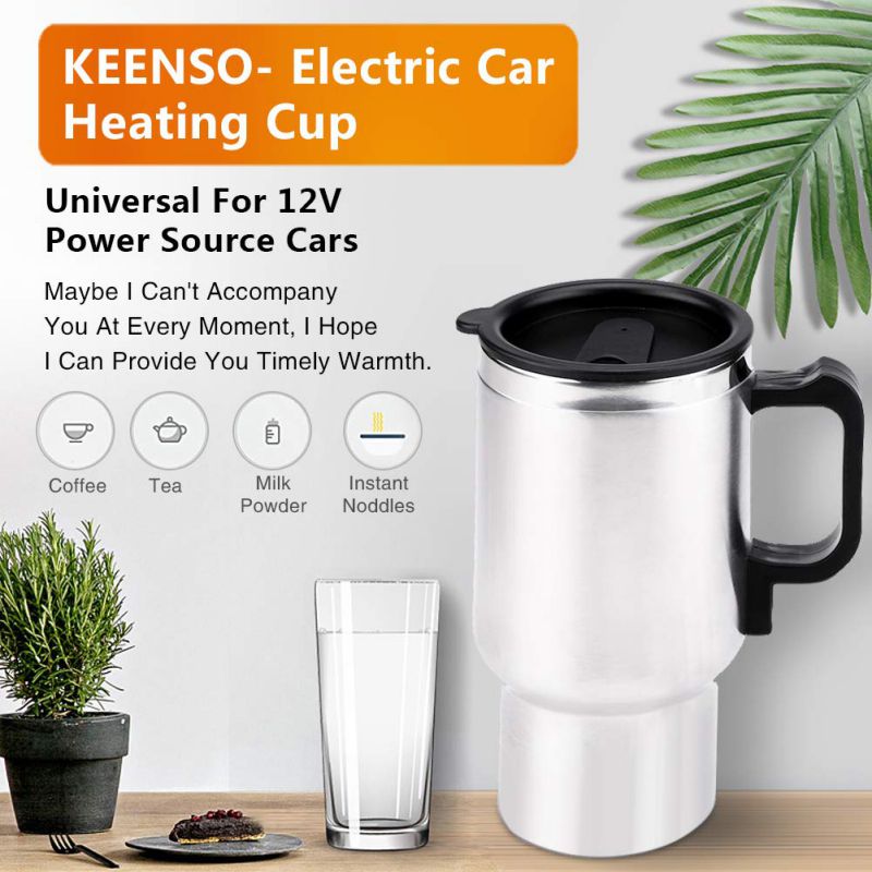 12v 450ml bærbar vannkoker i rustfritt stål reise kaffekrus elbil vann holde varmere vannkoker