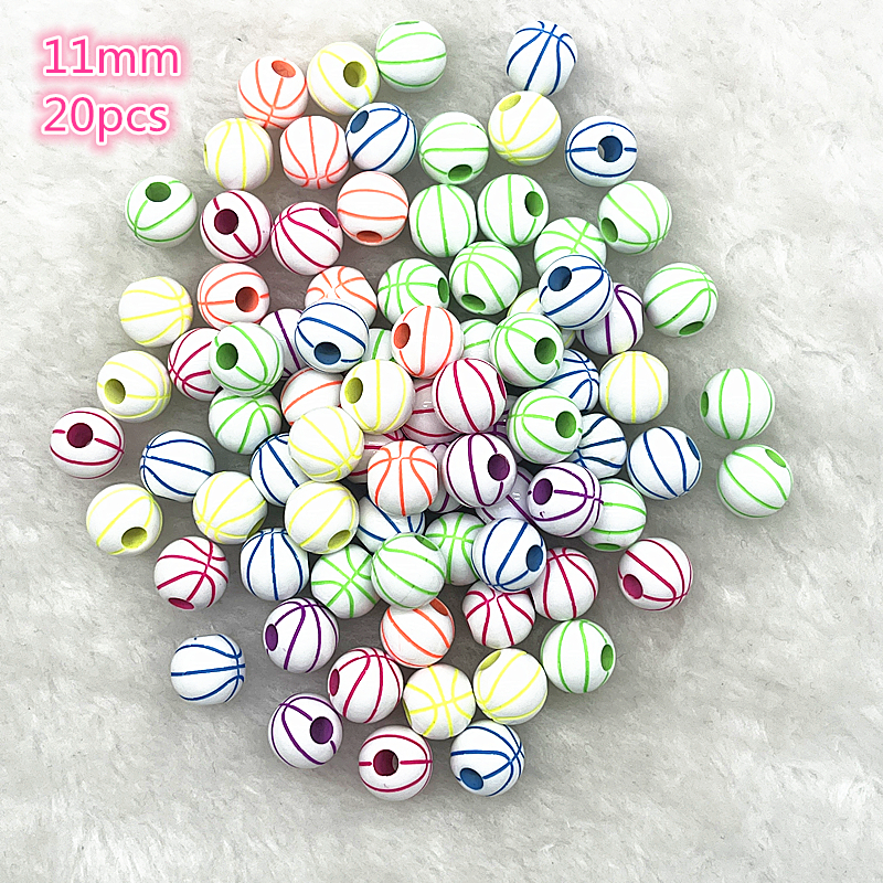 10-20 piezas deporte Rugby tenis baloncesto fútbol voleibol cuentas espaciador cuentas acrílicas para fabricación de joyería DIY pulsera collar