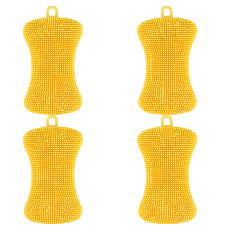 1/4Pc Spazzola per lavare i piatti in silicone Pentola Spugna lavasciuga Tampone abrasivo in silicone Pentola per frutta Spazzole per lavare Strumento per la pulizia della cucina: BIANCO