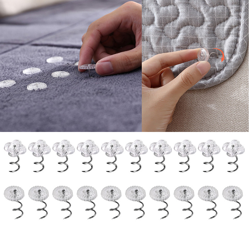 KRABALL 50/100 pièces épingles à ongles torsadées transparentes pour feuille de canapé broche à tête en plastique fixation à vis boucle de sécurité pour couvertures fixes