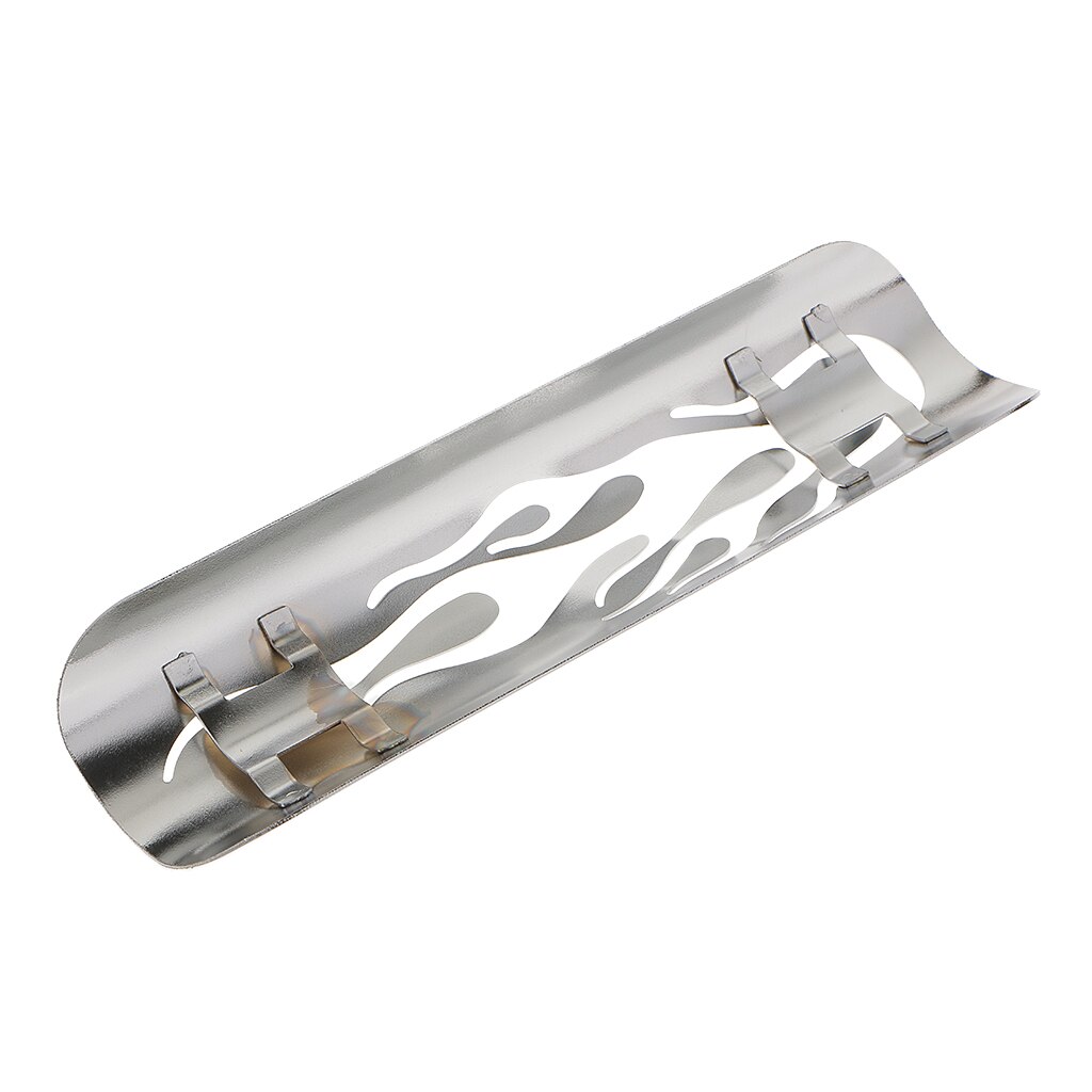 9'' Pierced Chrome Motorcycle Flame Exhaust Muffler Pipe Heat Shield Cover Heel Guard