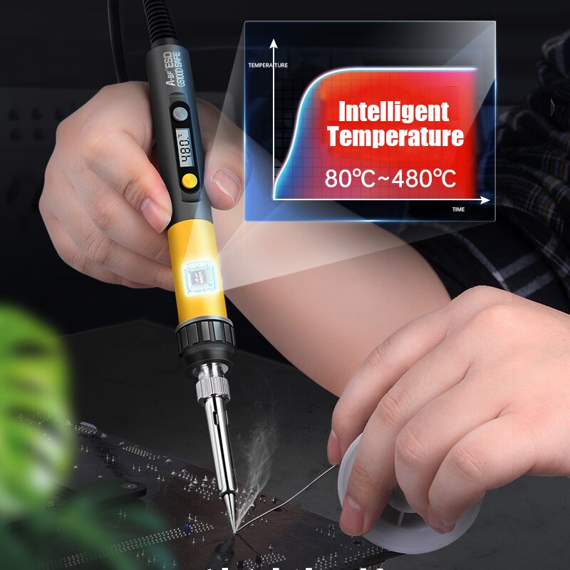 Electric Soldering Iron LCD Display Adjustable Temperature Hand Welding Tool Kit 220V Solder Iron with Soldering Tips