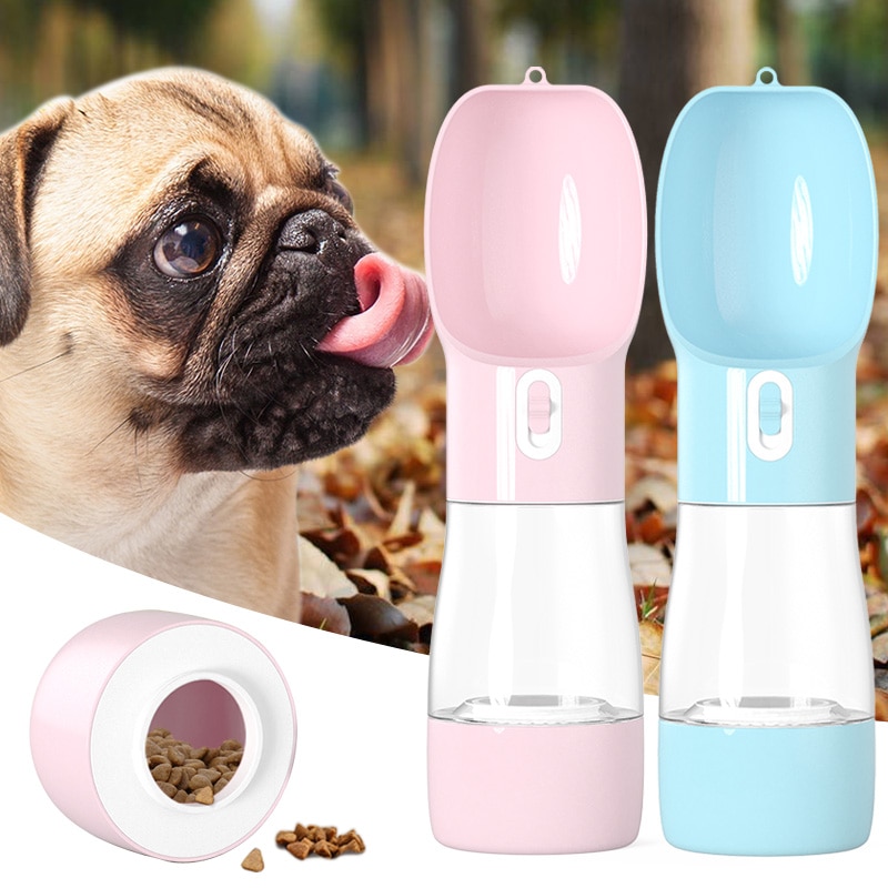 Botella de agua portátil para perros, multifunción, fuente de agua con tazón y contenedor de alimentos para perros y gatos, productos para mascotas