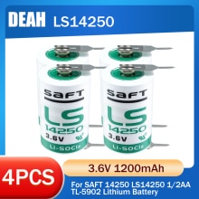 4Pcs Saft 14250 LS14250 14250 3.6V 1/2 Aa 1/2AA 3.6V 1200Mah Lithium Batterij Met pins Voor Plc Cnc Water Meter Primaire Batterij